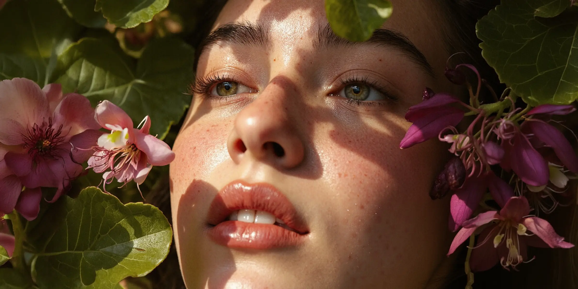 Detail portrait among garden blooms, used here as a warm textural backdrop for the community